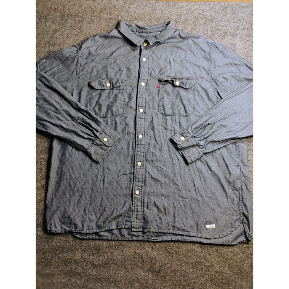 Levi's Relaxed Fit Chambray Button Up Shirt Men's XXL Blue Long Sleeve Cotton